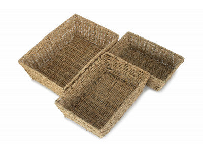 Basket, SET 3 TAPERED SEAGRASS TRAYS