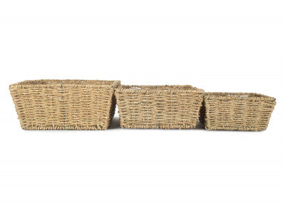 Basket, SET 3 TAPERED SEAGRASS TRAYS
