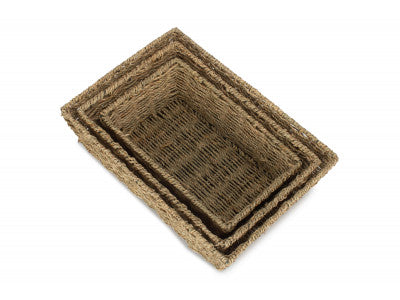 Basket, SET 3 TAPERED SEAGRASS TRAYS