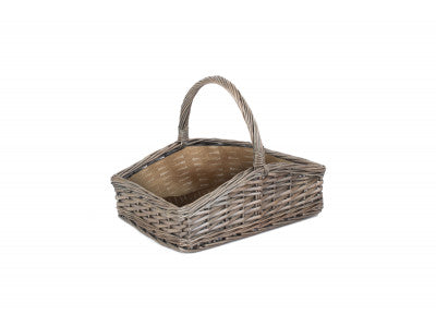 Basket, SLOPE-SIDED HESSIAN LINED GARDENING TRUG 