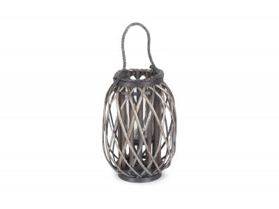 Basket, SMALL GREY WASH WILLOW CANDLE LANTERN