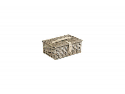 "Basket, 10" ANTIQUE WASH SPLIT WILLOW HAMPER"