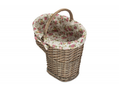 Basket, ANTIQUE WASH STAIR BASKET with GARDEN ROSE LINING