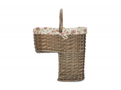 Basket, ANTIQUE WASH STAIR BASKET with GARDEN ROSE LINING