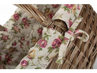 Basket, ANTIQUE WASH STAIR BASKET with GARDEN ROSE LINING