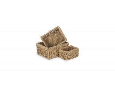 Basket, Set of 3 RECTANGULAR SEAGRASS SMALL TRAYS 