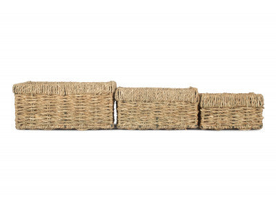 Basket, Set of 3 RECTANGULAR SEAGRASS SMALL TRAYS 
