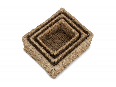 Basket, Set of 3 RECTANGULAR SEAGRASS SMALL TRAYS 