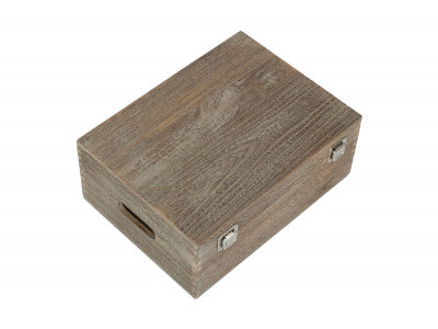 "Basket, 14" OAK EFFECT WOODEN BOX"