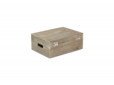 "Basket, 14" OAK EFFECT WOODEN BOX"