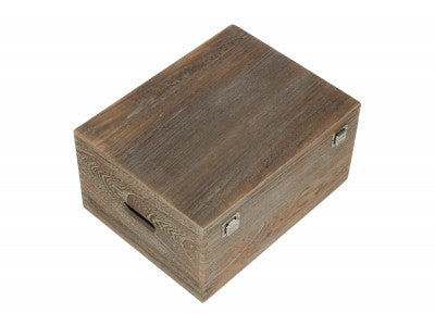 "Basket, 16" OAK EFFECT WOODEN BOX"