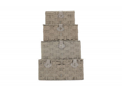 Basket, SET 4 GREY PAPER ROPE HAMPERS