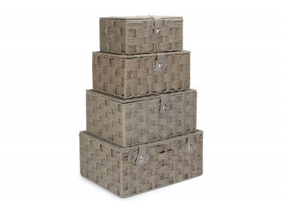Basket, SET 4 GREY PAPER ROPE HAMPERS