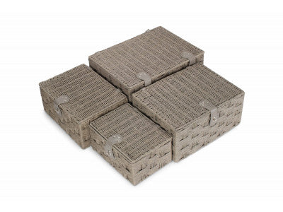Basket, SET 4 GREY PAPER ROPE HAMPERS
