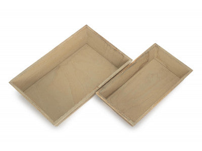 Basket, Set of 2 WOODEN PACKING TRAY 