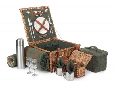 Basket, DELUXE GREEN TWEED 2 PERSON HAMPER