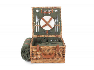 Basket, DELUXE GREEN TWEED 2 PERSON HAMPER