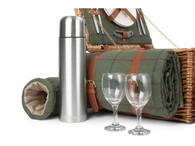 Basket, DELUXE GREEN TWEED 2 PERSON HAMPER