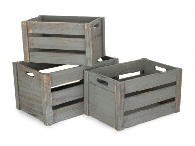 Basket, Set of 3 DEEP VINTAGE CRATE 