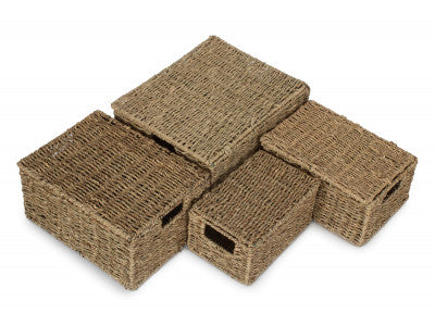 Basket, Set of 4 SEAGRASS HAMPER 