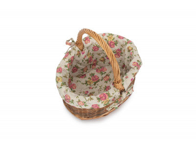 Basket, CHILD'S COUNTRY OVAL SHOPPER with GARDEN ROSE LINING