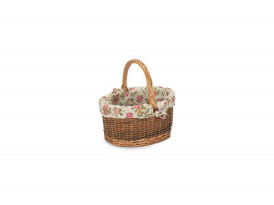 Basket, CHILD'S COUNTRY OVAL SHOPPER with GARDEN ROSE LINING