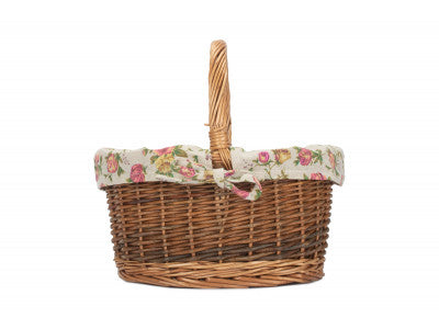 Basket, CHILD'S COUNTRY OVAL SHOPPER with GARDEN ROSE LINING
