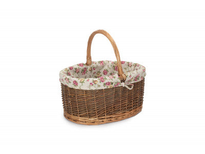 Basket, COUNTRY OVAL SHOPPER with GARDEN ROSE LINING