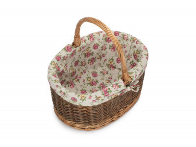 Basket, COUNTRY OVAL SHOPPER with GARDEN ROSE LINING
