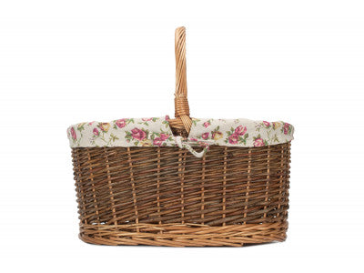 Basket, COUNTRY OVAL SHOPPER with GARDEN ROSE LINING