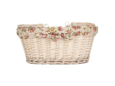 Basket, MEDIUM WHITE SWING HANDLE SHOPPER - GARDEN ROSE LINING