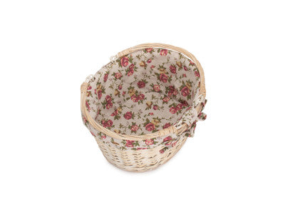 Basket, SMALL WHITE SWING HANDLE SHOPPER with GARDEN ROSE LINING