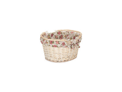 Basket, SMALL WHITE SWING HANDLE SHOPPER with GARDEN ROSE LINING