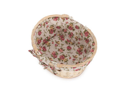 Basket, SMALL WHITE SWING HANDLE SHOPPER with GARDEN ROSE LINING
