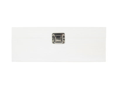 "Basket, 12" WHITE WOODEN BOX"