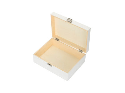 "Basket, 12" WHITE WOODEN BOX"