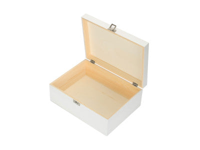 "Basket, 14" WHITE WOODEN BOX"