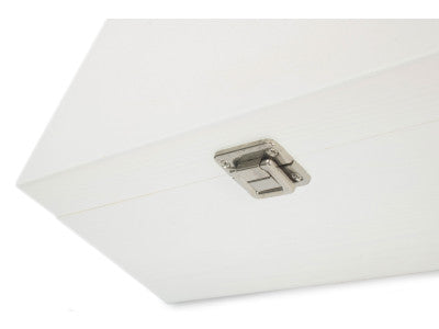 "Basket, 14" WHITE WOODEN BOX"