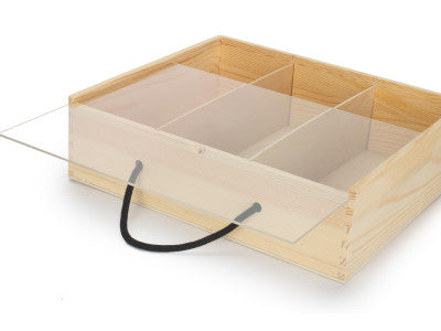 Basket, 3 BEER BOTTLE BOX with ACRYLIC LID