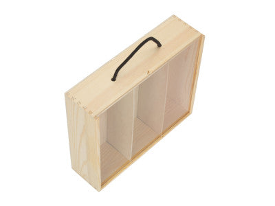 Basket, 3 BEER BOTTLE BOX with ACRYLIC LID