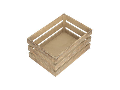 Basket, MEDIUM OAK EFFECT SLATTED WOODEN CRATE