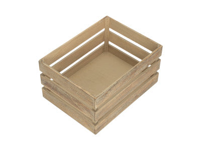 Basket, LARGE OAK EFFECT SLATTED WOODEN CRATE