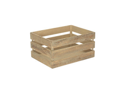 Basket, LARGE OAK EFFECT SLATTED WOODEN CRATE