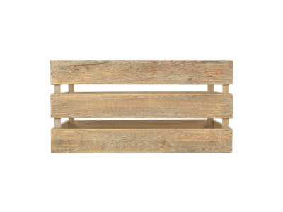 Basket, LARGE OAK EFFECT SLATTED WOODEN CRATE