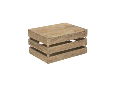 Basket, LARGE OAK EFFECT SLATTED WOODEN BOX