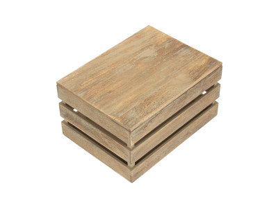Basket, LARGE OAK EFFECT SLATTED WOODEN BOX