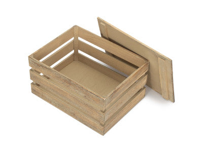 Basket, LARGE OAK EFFECT SLATTED WOODEN BOX