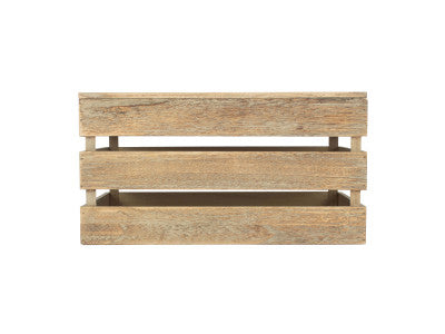 Basket, LARGE OAK EFFECT SLATTED WOODEN BOX