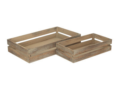 Basket, Set of 2 OAK EFFECT PACKING CRATE 