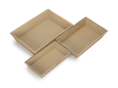 Basket, Set of 3 WOODEN PACKING TRAY 